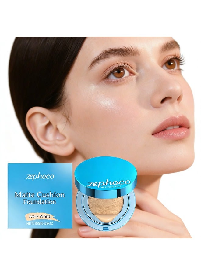 زيفوكو وسادة هواء كريم إصلاح البشرة بلون العاج الأبيض المطفي - مرطب، خفيف الوزن، ناعم، تغطية طبيعية، تفتيح، يدوم طويلاً - Image 1